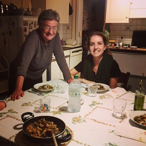 student with homestay mom