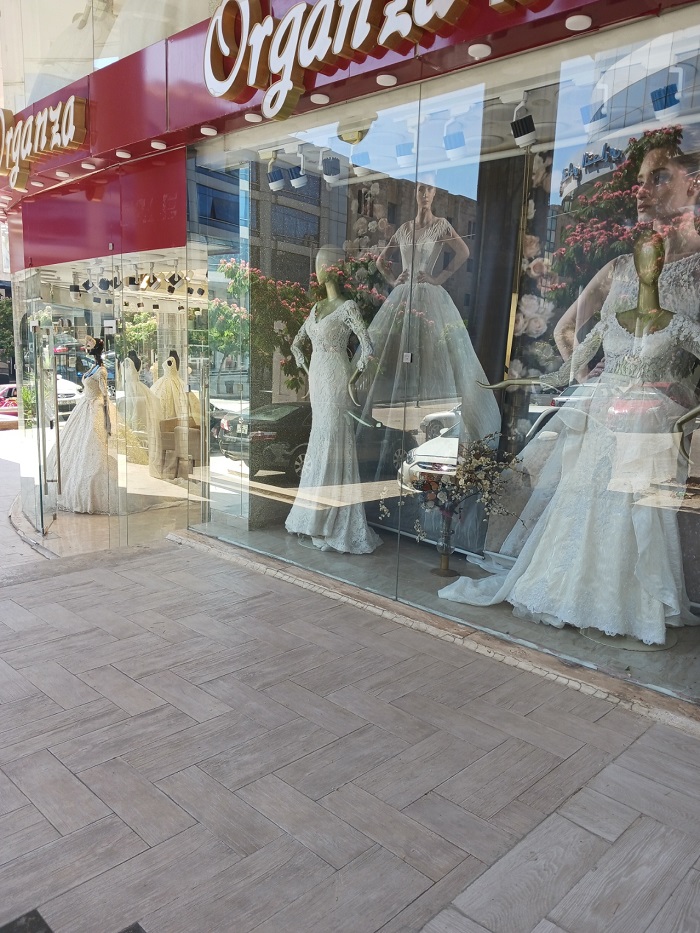 street view of bridal shop window 