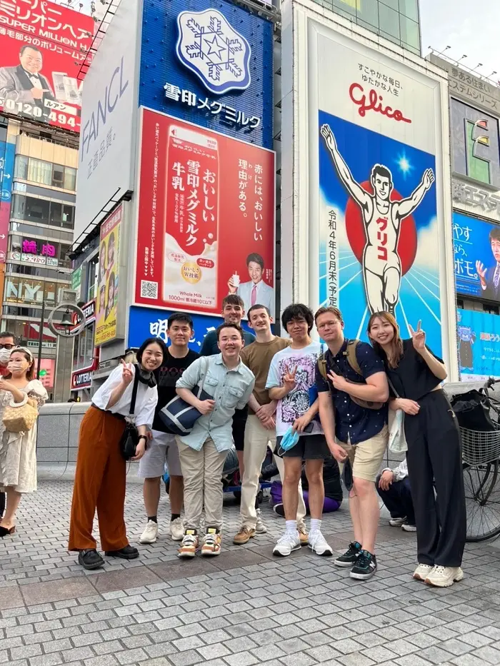 CET students standing on street in Dotonbori