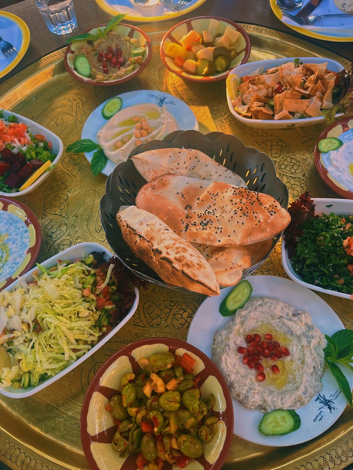 Various foods spread on table