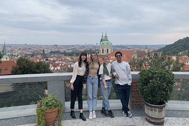 CET Prague study abroad students overlook the city