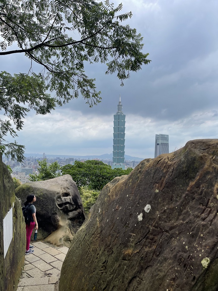 view of taipei 101 and skyline from elephant mountain