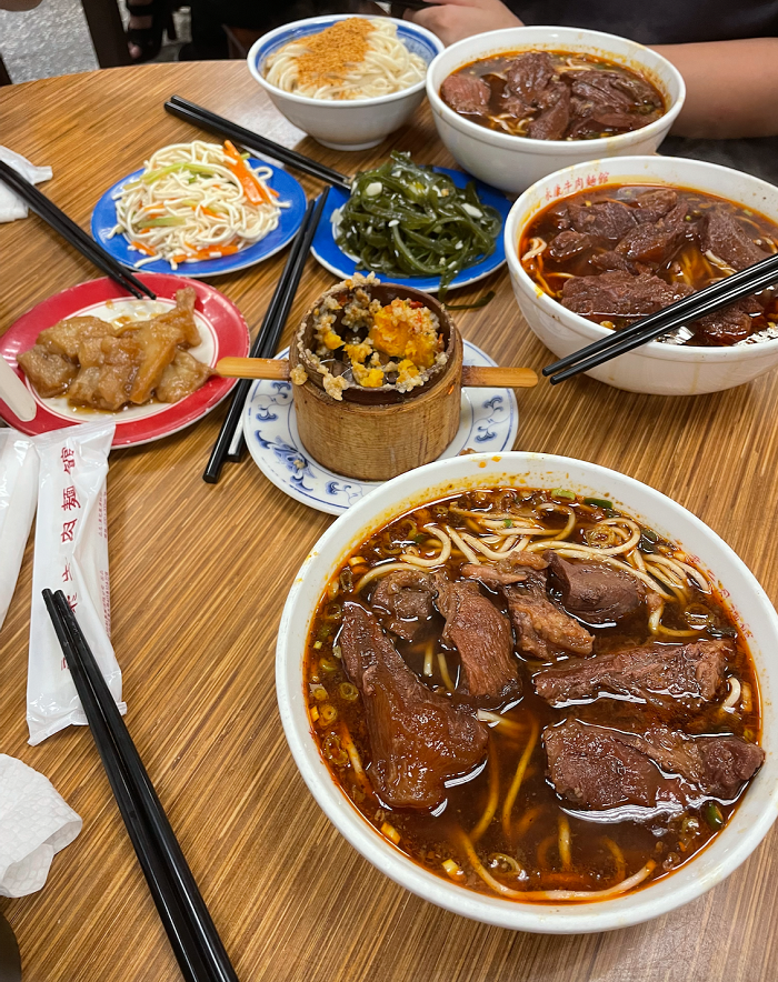 Beef noodle soup and other dishes 