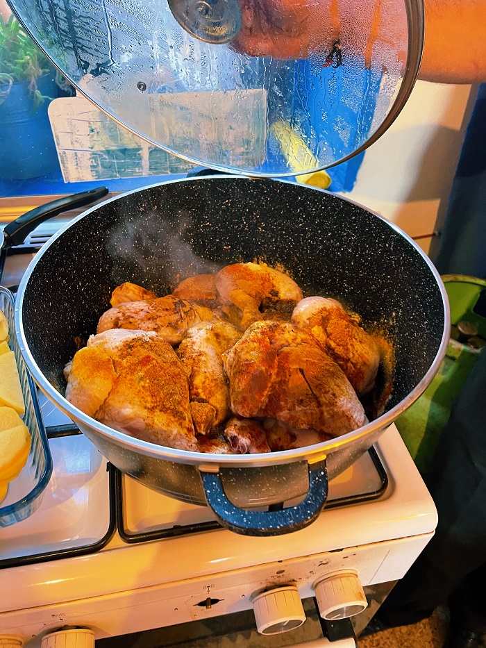 seasoned chicken in a pot