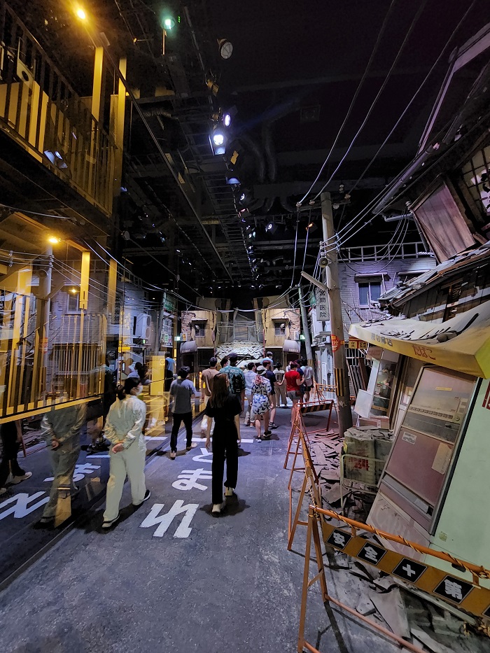 Inside ruined town set 