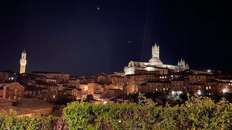 Skyline view of Siena at night