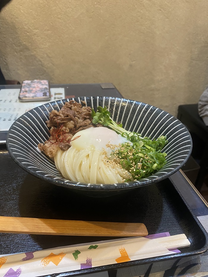 Udon with an onsen egg