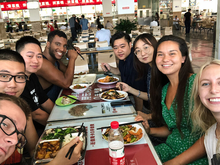 CET Beijing study abroad students in the on-campus cafeteria