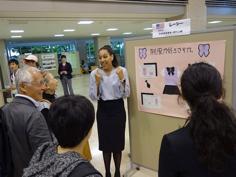 CET Japan study abroad student presents her poster end-of-term project