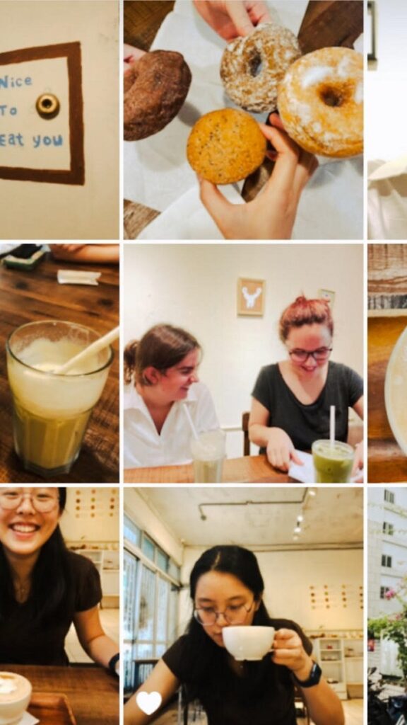 screen shot of camera roll of pictures of elissa and her friends at the cafe