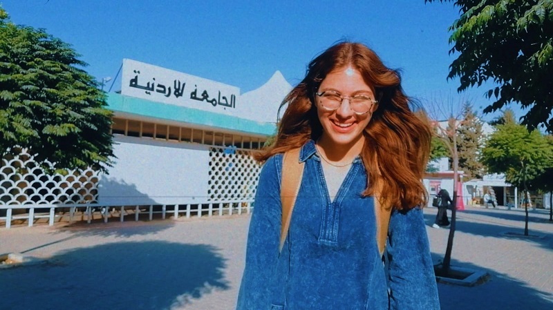Grace in front of University of Jordan