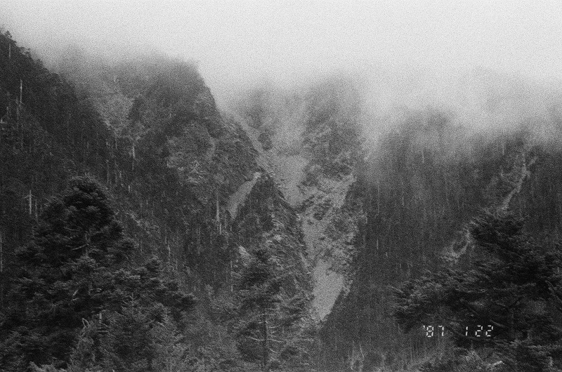 Mountains in black and white