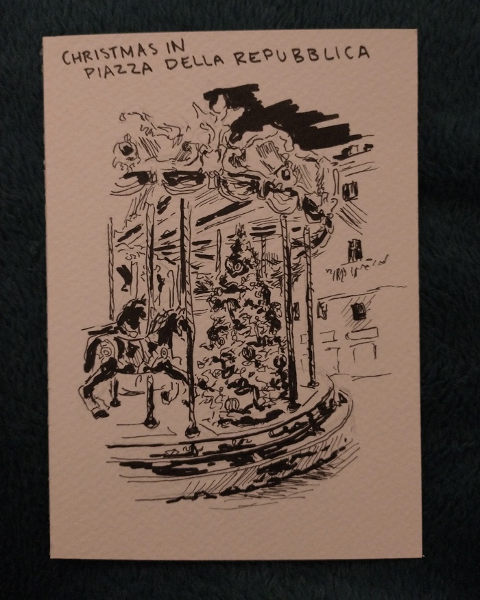 Sketch of a piazza in Florence