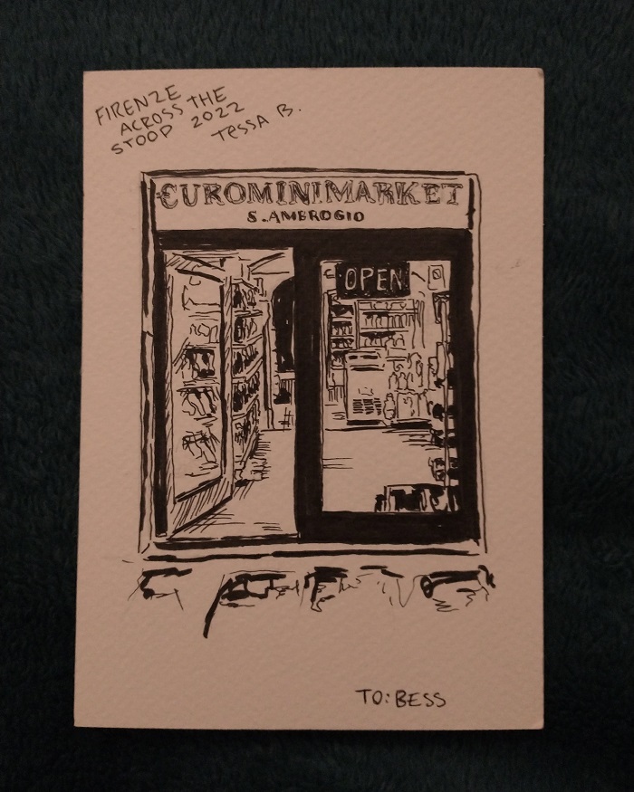 Sketch of the front of a market in Florence