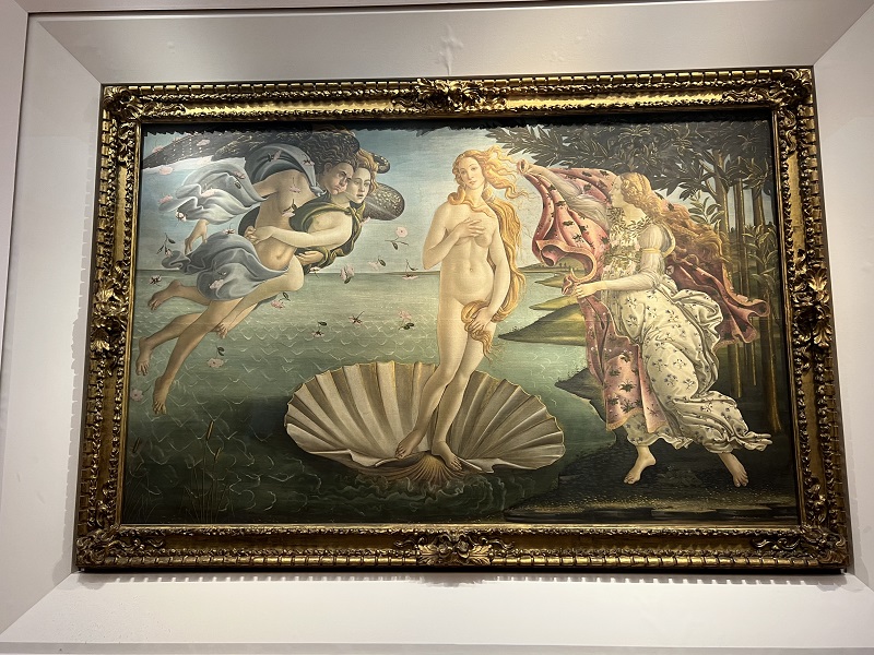 The Birth of Venus art painting by Sandro Botticelli in the Uffizi Gallery in Florence