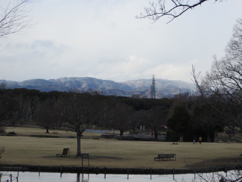 Cloudy mountain and park view in Japan