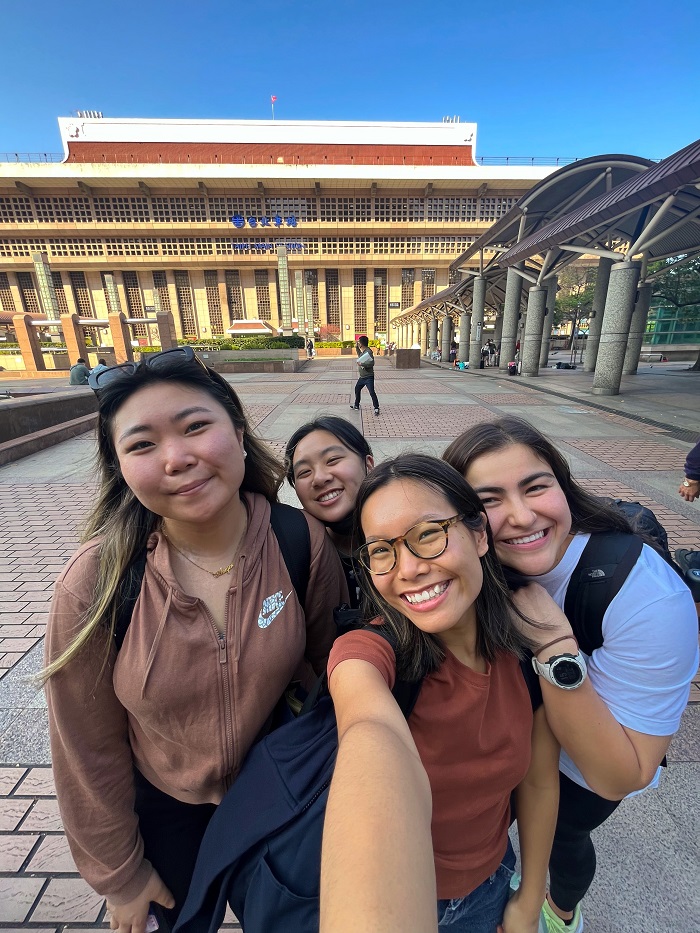 Four CET Taiwan students smiling together outdoors in Taiwan