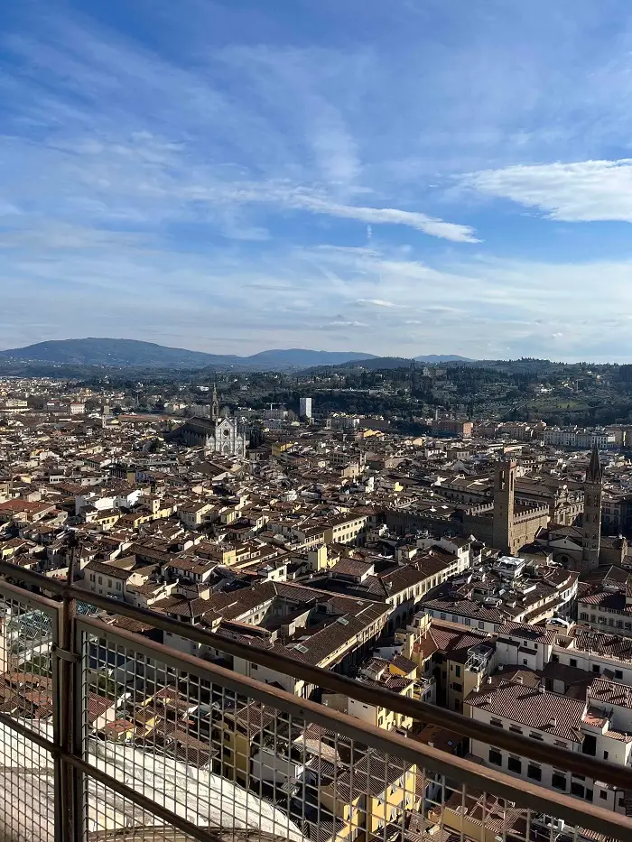 View of the city of Florence from the top of the Duomo on a bright day