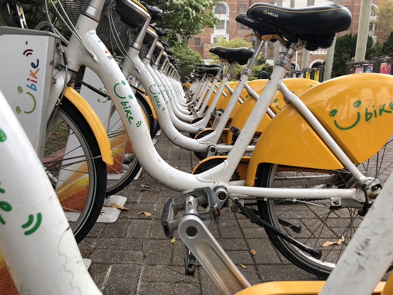 Close-up of YouBikes in Taiwan