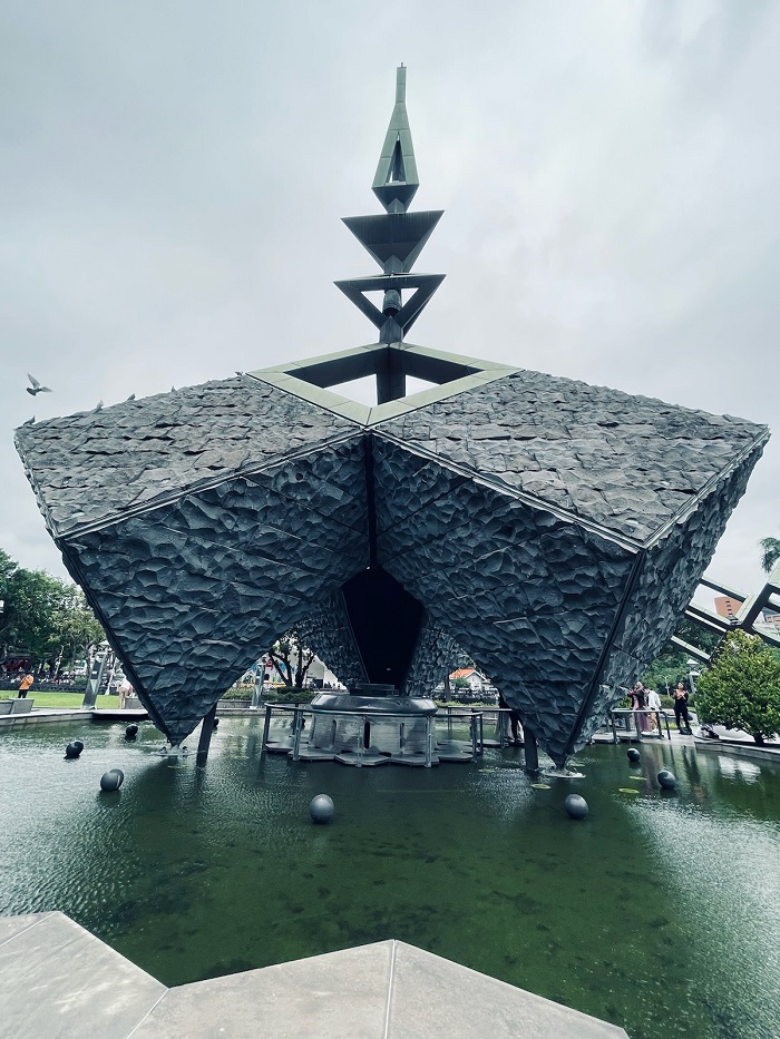 A large pointed sculpture within 228 Peace Memorial Park in Taiwan