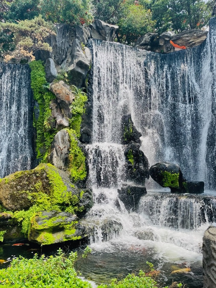 A small waterfall area near Longshan Temple in Taiwan
