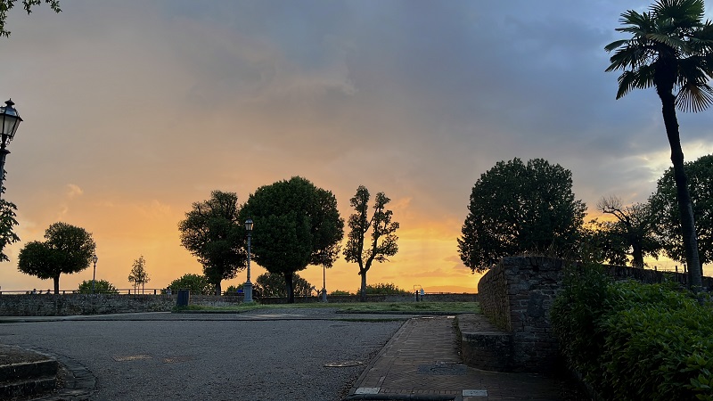 The sunset near the Fortezza Medicea in Siena, Italy