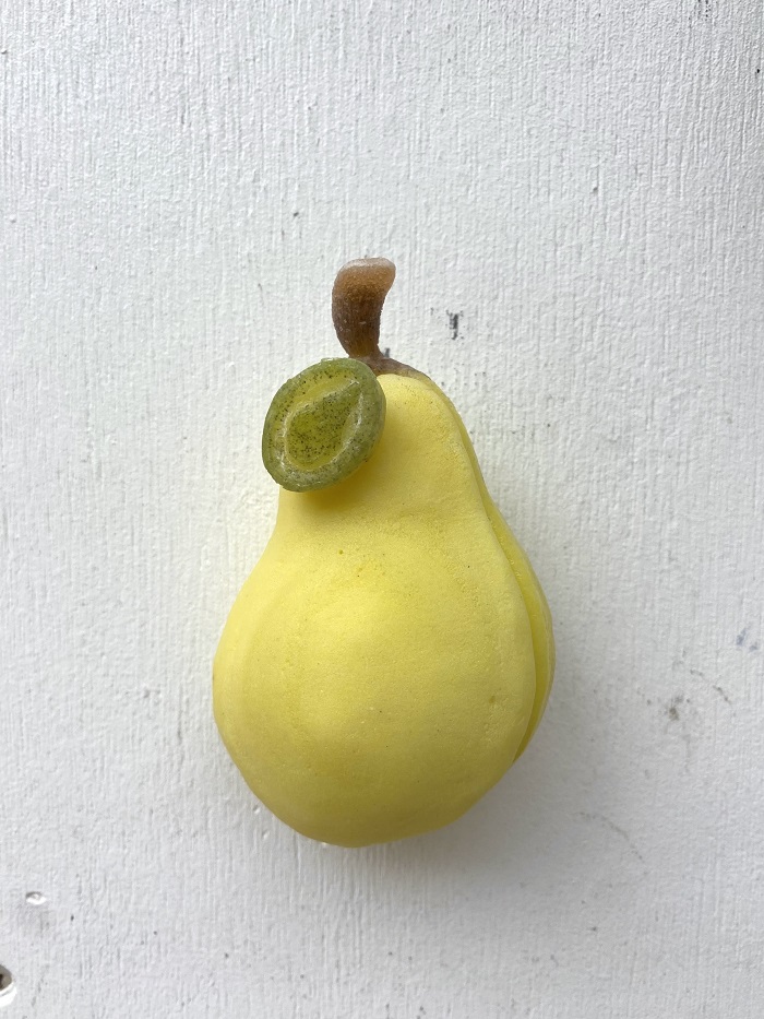 A glass pear made by a AICAD in Japan art student
