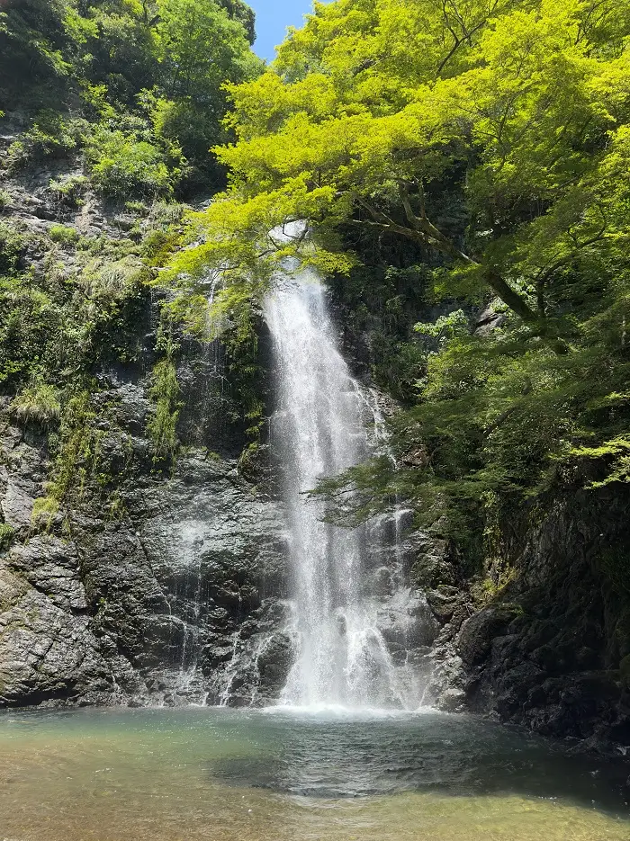 Rushing water at Minoh Falls in Minoh Park