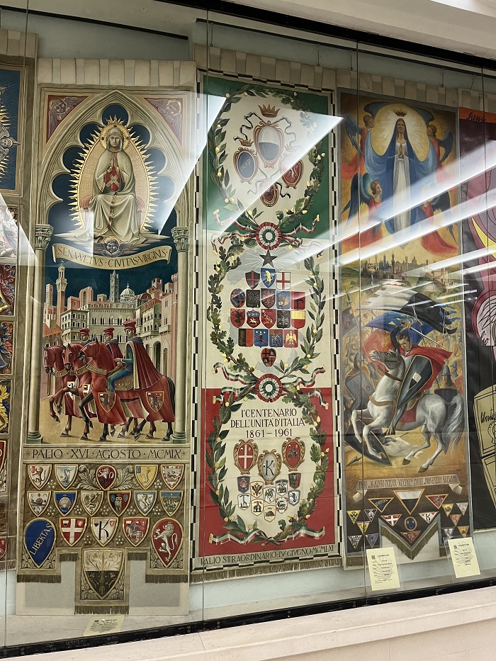 Banners displayed in Museum of the Nicchio Contrada