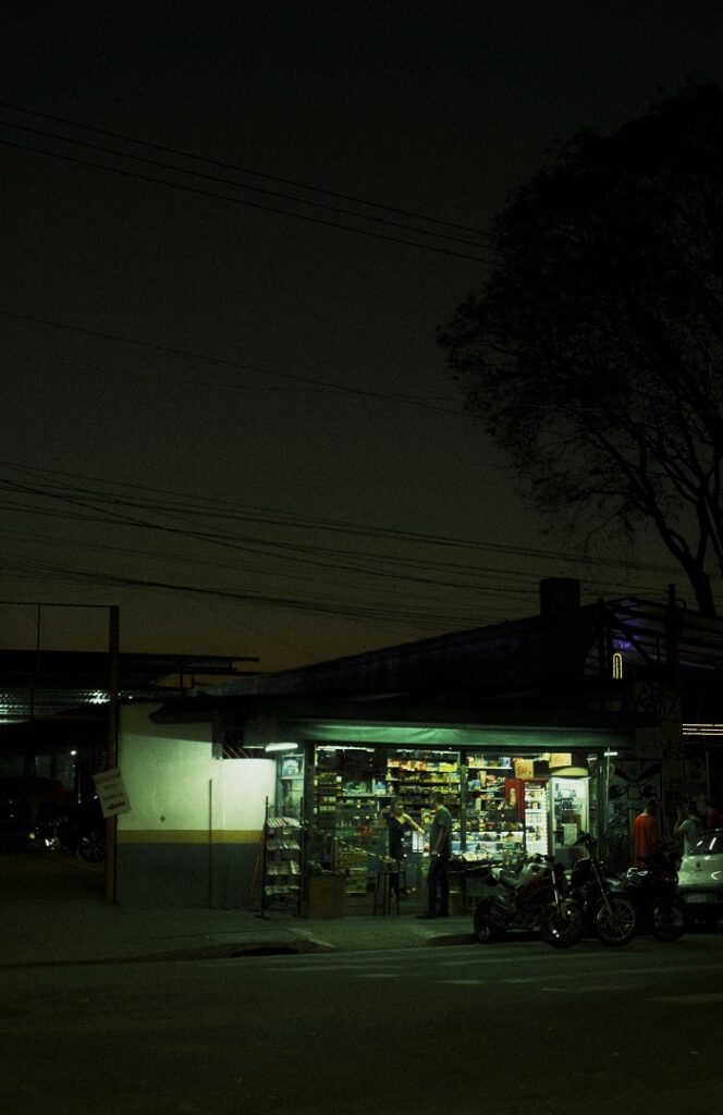 A minimart in Pinheiros at night in Brazil