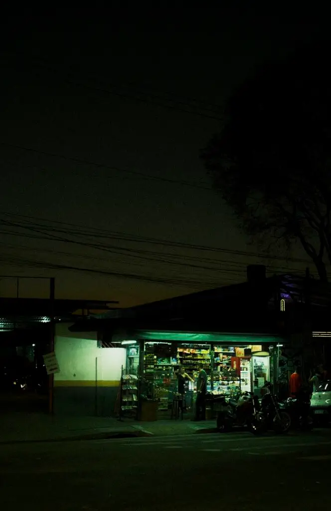 A minimart in Pinheiros at night in Brazil