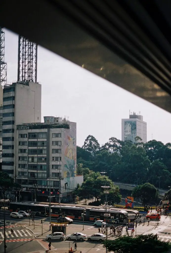 A street and buildings near SESC in Brazil