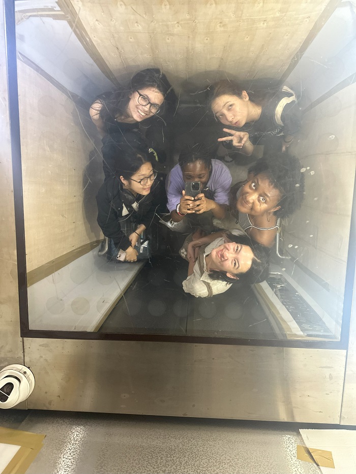 Selfie through an elevator mirror with CET Taiwan roommates