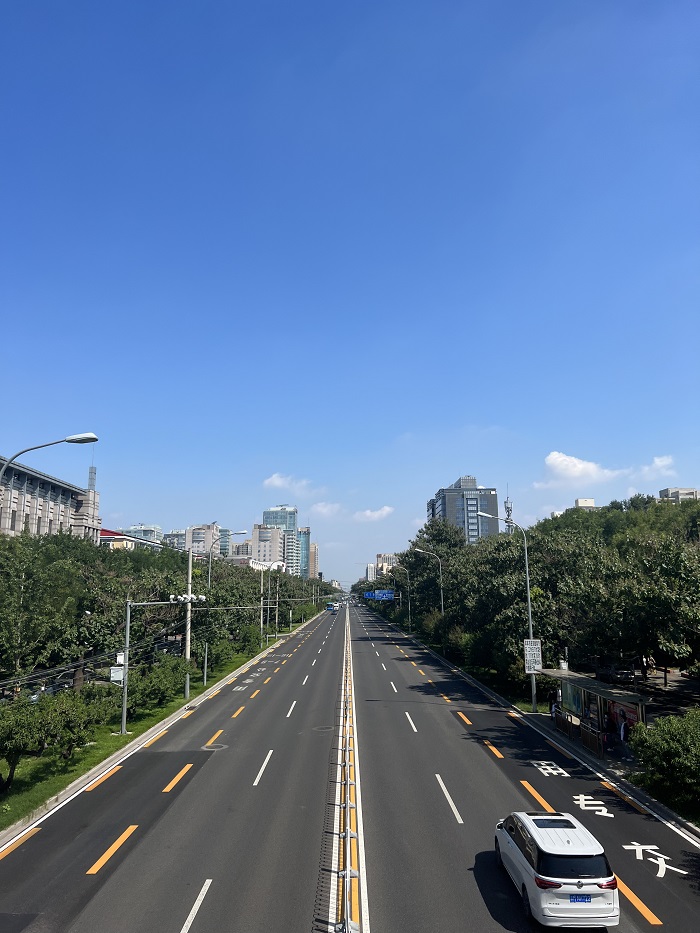 Almost empty streets on West 3rd Ring Road North Highway in Beijing