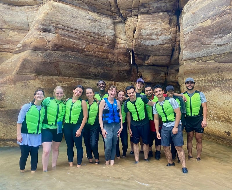 Day trip exploring Wadi Mujib with a group of CET Jordan students