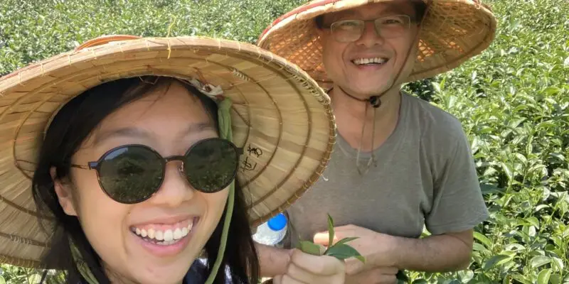 selfie of student and mentor in field