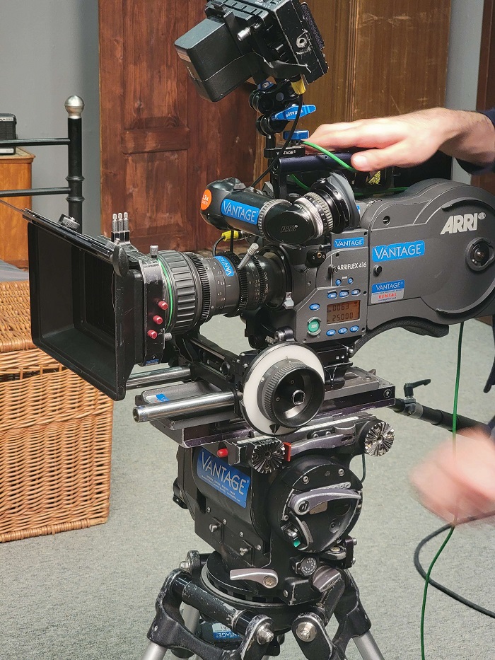 A heavy-looking film camera used during the lighting exercise at CET Film Production at FAMU