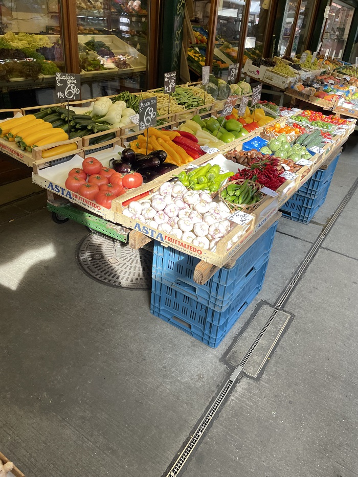 A fresh produce stand at Vienna's Naschmarkt, a farmers market in Vienna, Austria