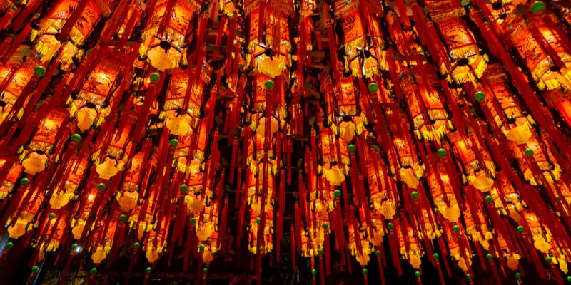 upwards shot of chinese lanterns