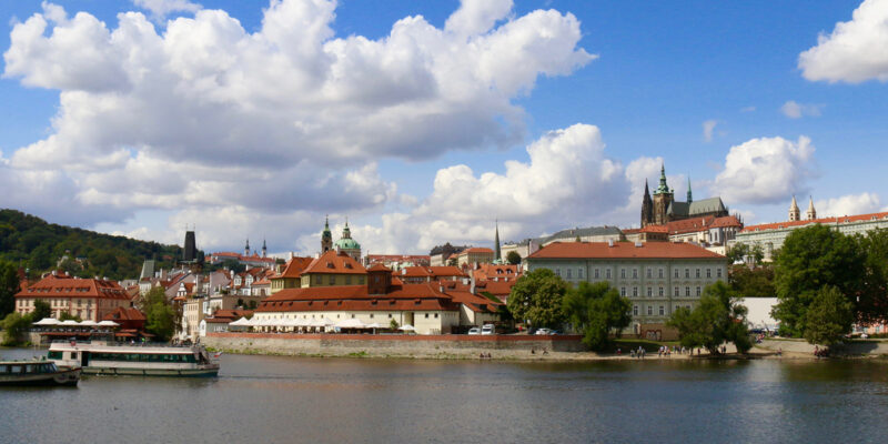 view of buildings over river