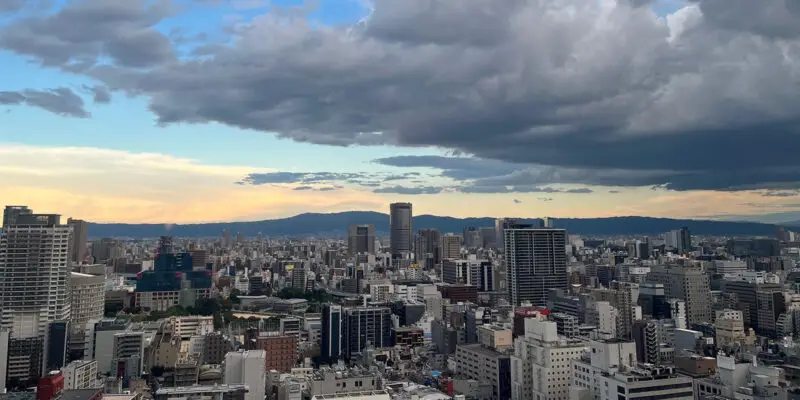view of city sunset
