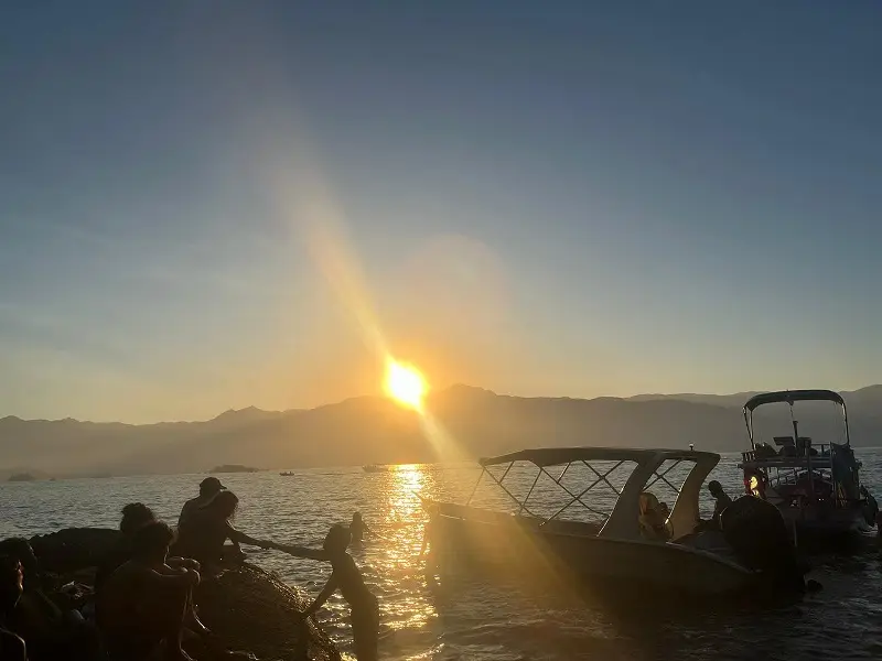 The sun going down over the waters in Paraty, Brazil