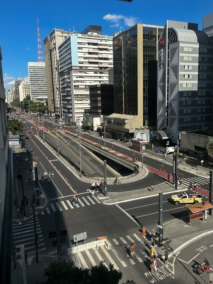 Avenida Paulista on Sunday afternoon with the street shutdown for pedestrians