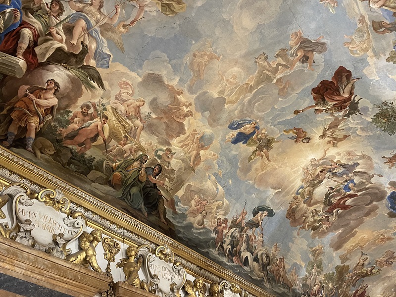 Painting of characters and animals in Palazzo Medici Galleria in Italy