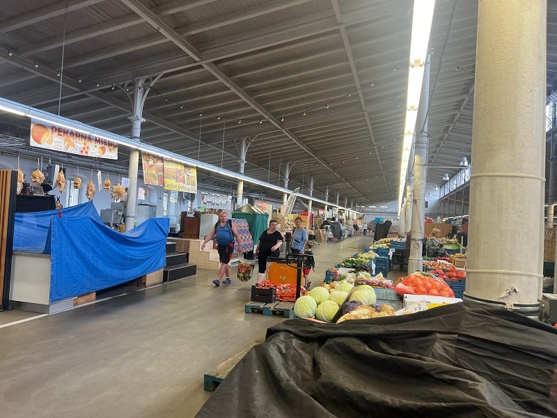 The inside of a farmers market in the Czech Republic