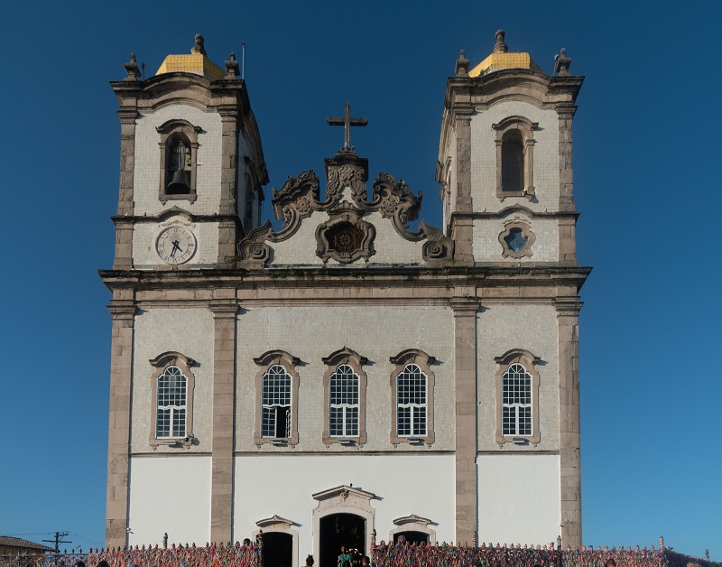 The exterior building of Igreja Nosso Senhor do Bonfim in Brazil