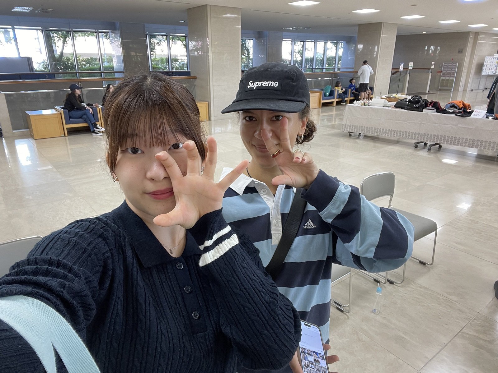 A CET Japan student and her local language partner posing at the Kishibe Festival