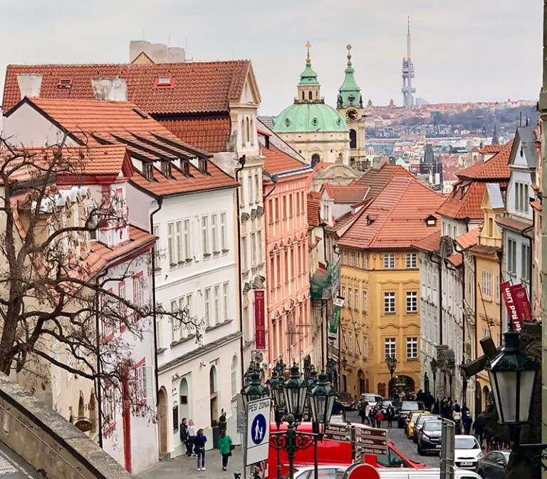 prague street scene