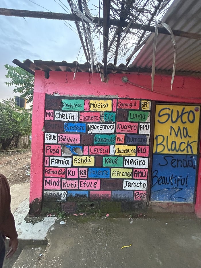 A wall of words written in Spanish and Palenquero in San Basilio de Palenque