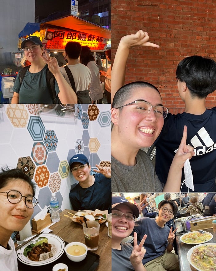 A collage of photos of a CET Taiwan language partner and student